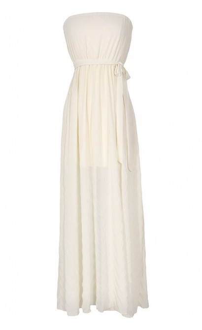 Soft As Feathers Ivory Chiffon Maxi Dress